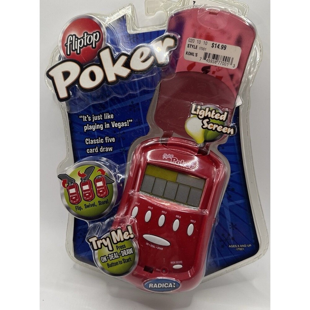 2007 Radica Fliptop Poker Handheld Game Mattel Lighted Screen NEW & SEALED